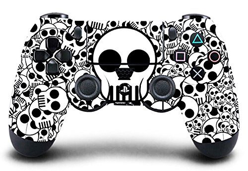 Skulls (B&W) Theme 3M Skin for Sony PlayStation 4, PS4 Slim, Ps4 Pro DualShock Remote Wireless Controller – Skin for One Controller Only