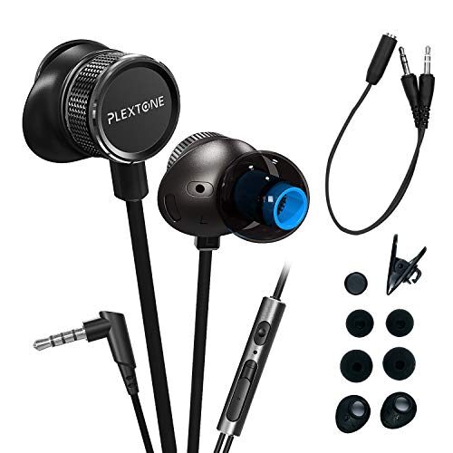 Plextone Wired Gaming Headphones with Adjustable Mic and Noise Cancelling Earbuds for PS4, Xbox one, PC, Nintendo Switch, Phones and Laptop (Red)