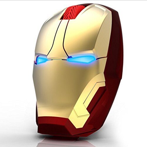 Iron Man 2.4G Wireless Silent Click 3 Adjustable Gaming Mouse DPI 800/1200/1600 for PC (Gold)